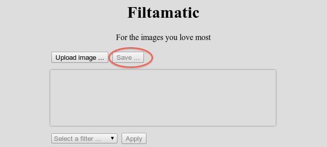 Screenshot of save button