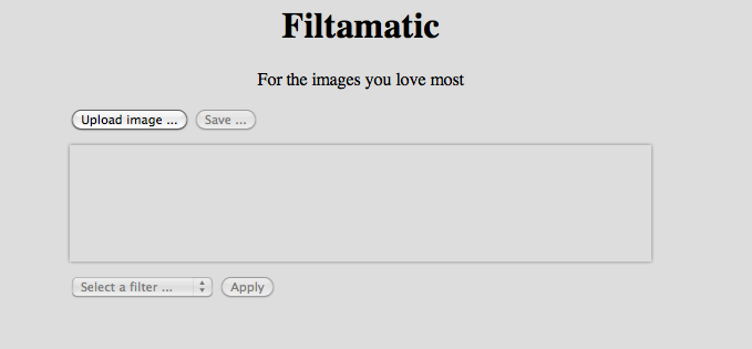 Main screen of Filtamatic sample application
